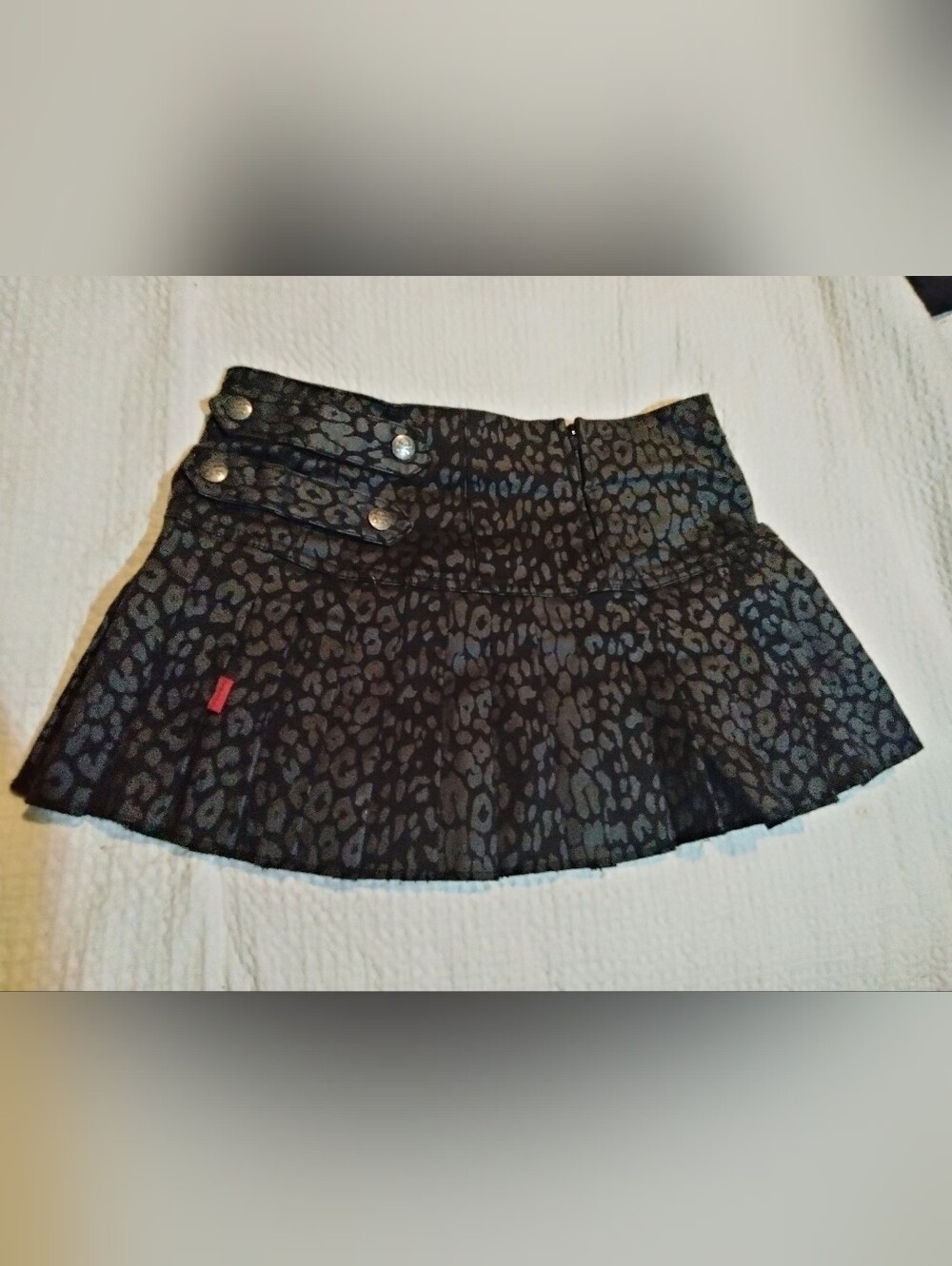 Rare Vintage TRIPP NYC Black Leopard Print Pleated Mini Skirt